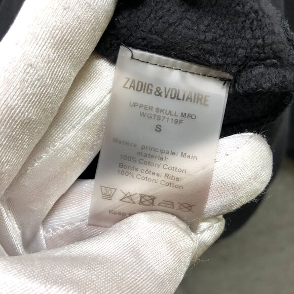 Zadig & Voltaire Black Sweatshirt Womens S Gold Skull Crewneck Pullover - Picture 7 of 9